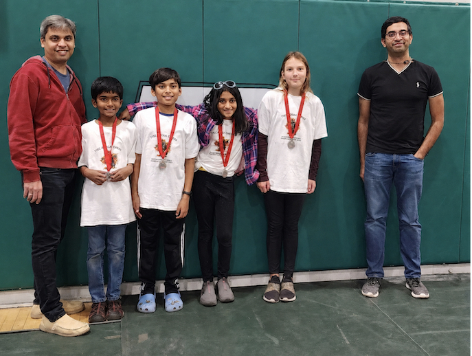 The Megabirds with mentors at their first FLL competition